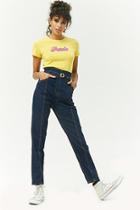Forever21 High-rise Belted Ankle Jeans