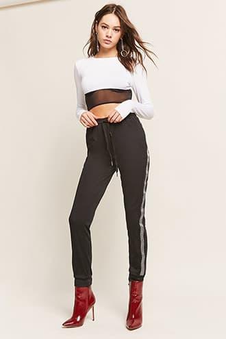 Forever21 Checkered High-rise Joggers
