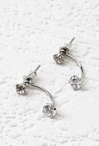 Forever21 Rhinestone Ear Jackets (silver/clear)