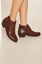Forever21 Women's  Dark Brown Faux Leather Ankle Booties