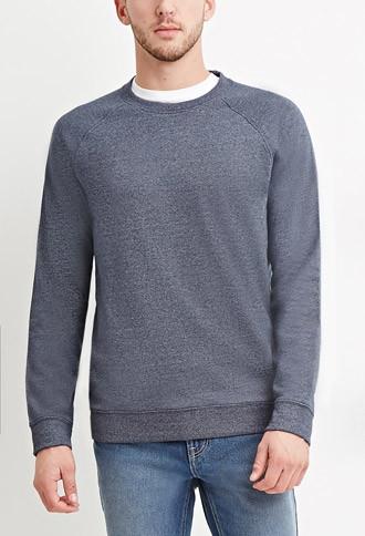 21 Men Men's  Navy Cotton-blend Raglan Pullover