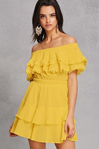 Forever21 Crinkled Off-the-shoulder Dress