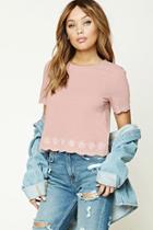 Forever21 Floral Embroidered Boxy Tee
