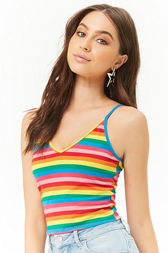 Forever21 Rainbow-striped Cotton Cami