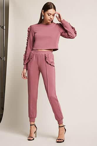 Forever21 Ruffle French Terry Joggers
