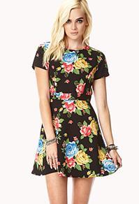 Forever21 Retro Floral Fit & Flare Dress