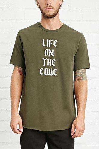 21 Men Olive & Cream Life On The Edge Graphic Tee