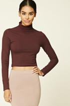 Forever21 Women's  Coffee Cropped Knit Turtleneck