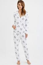 Forever21 Cat Graphic Plush Pj Jumpsuit