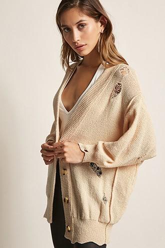 Forever21 Distressed Button-front Cardigan