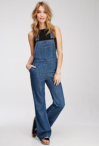 Love21 Life In Progress Classic Denim Overalls Medium Denim X-small