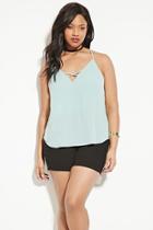 Forever21 Plus Women's  Sage Plus Size Strappy Crepe Cami