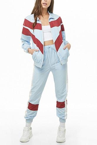 Forever21 Colorblock Jacket & Joggers Set
