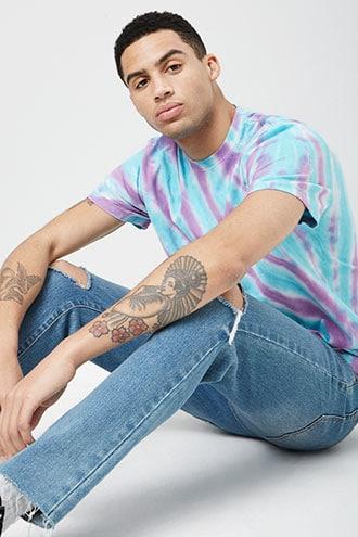 Forever21 Striped Tie-dye Tee