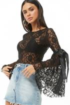 Forever21 Floral Lace Ribbon Top