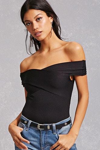 Forever21 Ribbed Knit Crisscross Top