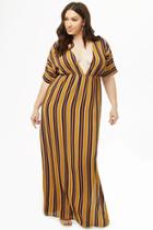 Forever21 Plus Size Striped Crepe Plunging Maxi Dress