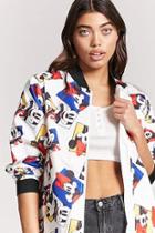 Forever21 Mickey & Minnie Mouse Graphic Bomber Jacket