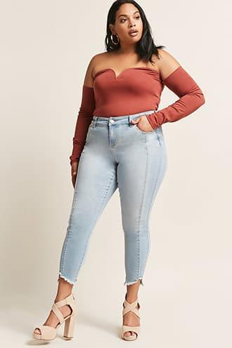 Forever21 Plus Size Step Hem Capri Jeans