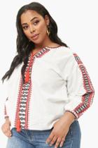 Forever21 Plus Size Embroidered Tassel Top