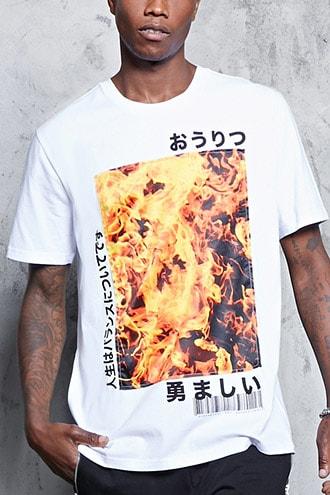 Forever21 Flame Graphic Relaxed Tee