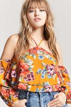 Forever21 Floral Open-shoulder Crop Top