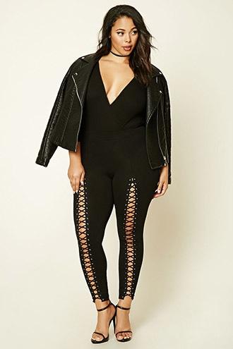 Forever21 Plus Women's  Black Plus Size Crisscross Leggings