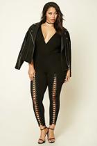 Forever21 Plus Women's  Black Plus Size Crisscross Leggings