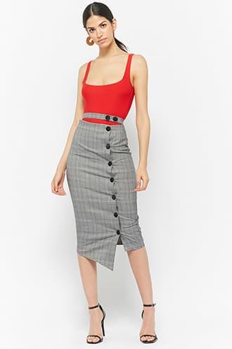 Forever21 Button-front Glen Plaid Skirt