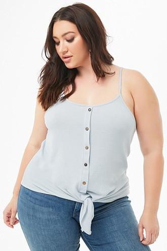 Forever21 Plus Size Textured Knit Tie-hem Cami