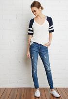Forever21 Varsity Stripe V-neck Tee
