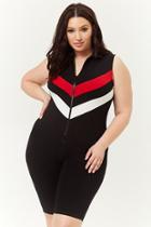 Forever21 Plus Size Colorblock Chevron Cropped Jumpsuit