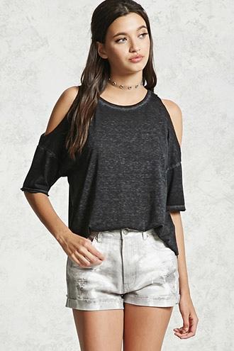 Forever21 Burnout Open-shoulder Tee