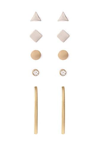 Forever21 Mixed Geo Stud Set (matte Gold/silver)