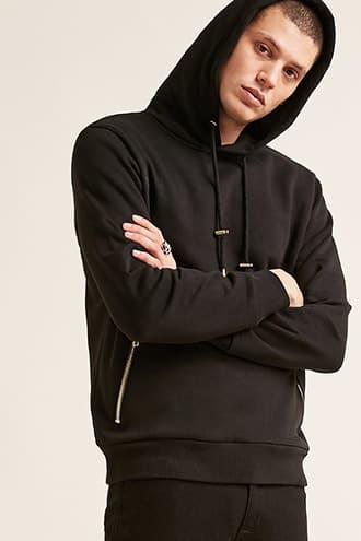 Forever21 Fleece Knit Drawstring Hoodie