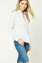 Forever21 Striped Lace-up Shirt