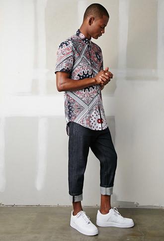 21 Men Jaded London Bandana Print Shirt