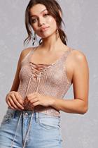Forever21 Metallic Lace-up Top