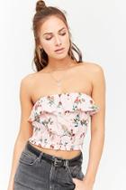 Forever21 Floral Striped Crop Tube Top