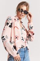 Forever21 Floral Chiffon High-low Shirt