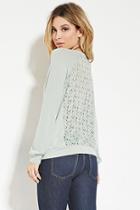 Forever21 Women's  Sage Crochet-back Sweatshirt