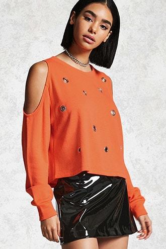 Forever21 Contemporary Grommet Sweatshirt