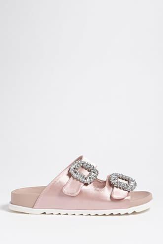 Forever21 Rhinestone Satin Slides
