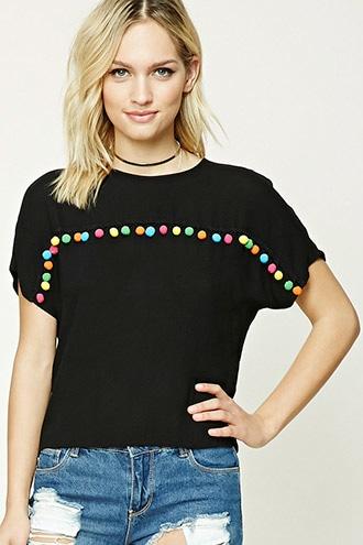Forever21 Contemporary Pom Pom Boxy Top