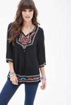 Forever21 Prairie Embroidered Tunic Top