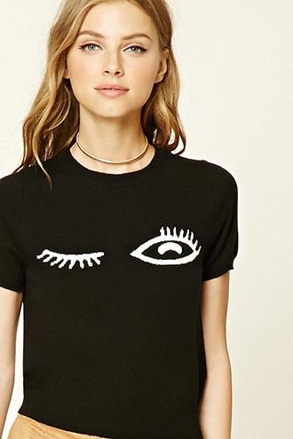 Forever21 Women's  Eye Print Sweater Top