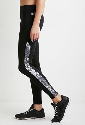Forever21 Contrast Marble Print Performance Leggings