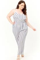 Forever21 Plus Size Striped Flounce Jumpsuit