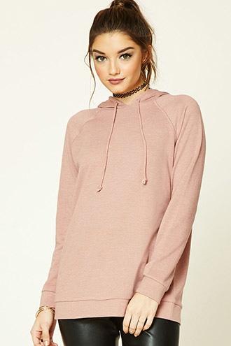 Forever21 Women's  Mauve French Terry Longline Hoodie