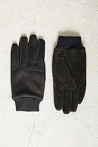 21 Men Men Genuine Suede Panel Gloves